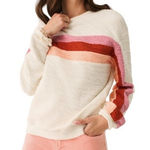 Faherty  Vista Stripe Pullover Sweater Cream Size Large 100% Cotton Photo 0