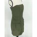 Honey Peach Green 100% Cotton Mini Dress Sz S | Cargo Pockets & Full‎ Zipper Photo 6