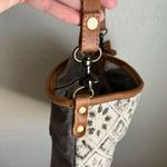 Myra Tessellated Rug Calf Hair Leather Canvas Shoulder Tote Adjustable Strap Bag White Photo 5