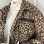 Free People  Womens Brown Leopard Denim Oversized Seize The Day Utility Jacket M Photo 3