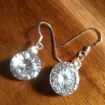 Simulated White Diamond Sterling Silver Dangle Earrings Photo 6