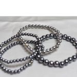Source Unknown 4 Criss Cross Shades Of Gray Trendy Y2K 5" Stretch Statement Bracelets Photo 2