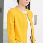 ZARA  Yellow Textured  Boucle Frill Jacket Photo 0