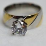 Source Unknown New Classy Design Gold & Silver Tone Wide Band Crystal Size 9 Ring Photo 0