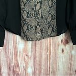 frame denim FRAME Black Colorblock Tan Snake Printed 100% Silk Blouse Button Front Size S Photo 6