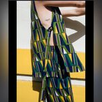 ZARA  Geometric Print Blazer Vest W/ Open Size Vents GREEN/YELLOW Size XS NEW Photo 7