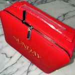 NEW Sunday Riley Cosmetic Suitcase Travel Bag 10x8x4" Red Zippered Makeup Case Photo 4