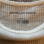 American Eagle Cream Ribbed Crop T-Shirt Photo 1
