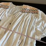 Free People Market Embroidered White V-Neck Tee Top Boho Flowy Medium Photo 11