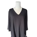 Eileen Fisher  - Black V-Neck Relaxed Midi Pocket Dress Sz L Photo 3