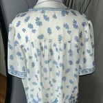 Max Studio  Blue and White Boxy Short Sleeve Blouse Photo 6