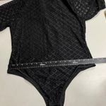 Black Long Sleeve Mock Neck Diamond Net Mesh Sheer‎ Bodysuit Size XL Lingerie Photo 3