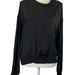 Nation LTD Los Angeles Satin Long Sleeve Crewneck Top Black Photo 0