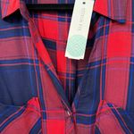 Stitch Fix Tinsel Hattie Button Down Top Womens Large Red Blue Plaid Viscose NEW Photo 6