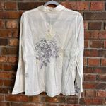 We womens embroidered semi sheer lightweight boho hippie western blouse white L Size L Photo 4