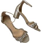 Like New Jewel Badgley Mischka Rhinestone Glitter Heels Gold Size 5.5 Photo 0