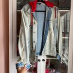Waisted NEVER WORN  Removable Hood Jean Jacket Photo 2