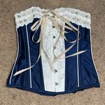 Corset Story Victorian Double Layered Ribbon Straight Overbust Corset Blue UK 10 Size undefined Photo 4