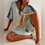 Free People NWOT  We The Free True Blue Tee - indigo navy blue - small Photo 5