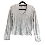 DKNY Long Sleeve Heather Gray Lettuce Hem Ruffle Crop Top S Photo 0