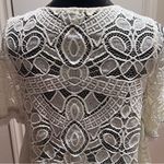 Alexis  Ivory Lace Fringe Chain Embellished Lined Swing‎ Blouse Top Size Small Photo 3