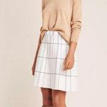 Anthropologie Kelley Plaid Fit Flare Black White Knit Pull On Mini Skirt Sz S Photo 0