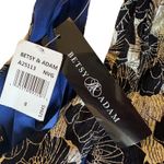 Betsy and Adam NWT Gwen Foil Flower One Shoulder Evening Gown Womens 8 Navy/Gold Photo 11