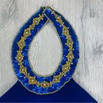 Vintage 80s zum Zum blue velvet retro shift dress with rhinestone collar top s Photo 7