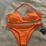 Zaful NWT BIKINI Women's Orange Tie Back Padded High Cut Two Piece Swimsuit Photo 0