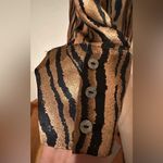 Ashley Stewart Satin Gold & Black Tiger Animal Print Button Down Blouse Sz 20. Photo 6