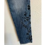 Driftwood  Jackie Medium Wash Embroidered Floral Black Slim Leg Jeans Size 28 Photo 3