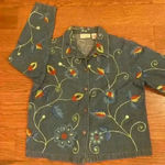 Studio Works  Embroidered Floral Button Up Lightweight Denim Jacket Size Medium Photo 1