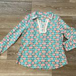 Talbots Petite L Sz LP Polo Style Knit Top Pink & Turquoise Comfy & Cute Photo 0