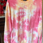 Sweatshirt Womens Large Tie Dye Caffeine Modern Canvas Pink Peach Pullover Photo 0
