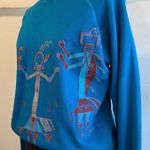 Hanes Vintage 90s Blue Southwestern Painted Crewneck Sweater USA Size M Photo 0