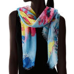 Steve Madden  Abstract Floral Scarf – Blue Multi – Lightweight Oversized Wrap Photo 0