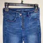 American Eagle distressed exposed zipper super hi-rise jegging crop jeans sz 4 Photo 2
