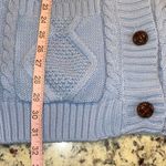Women's Cardigan Sweater Knit Double Pocket Long Sleeve Hooded Cardigan Outwear Blue Size L Photo 8