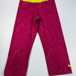 Nike  Pro Capri Leggings Athletic Training Fitness Pink Yellow Size M‎ Photo 0