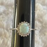 Sterling Silver Oval White Opal CZ Ring Size 10 Photo 4