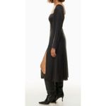 Aritzia  Wilfred Bridgerton Satin midi dress Black slit Size XS 0 Photo 1