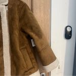 Old Navy Jacket Women's L Tan White Faux Suede Sherpa Lined Photo 4
