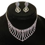 Diamond Necklace Dangle Earrings Wedding NEW Silver Photo 0