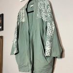 Garnet Hill Sage Green Open Front Sweatshirt Cardigan Oversized Size Medium Photo 2