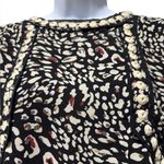 Ellison  Animal Print Blouse Size S Short Sleeve Textured Trim Photo 2