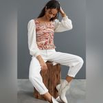 Anthropologie Love the Label by  Zebra Long Sleeve Smocked‎ Crop Top Size XS Photo 9