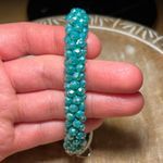 Turquoise Crystal Sparkly Beaded Bracelet Keychain Holder Photo 5