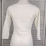 EXPRESS  Crochet Overlay 3/4 Sleeve Bodycon Midi Dress White-XS Photo 3