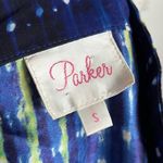 Parker  • 100% Silk Blue Orange White Abstract Dress Photo 4