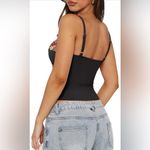 NEW Black Floral Bustier Corset Tops Spaghetti Strap Tank Top Y2K S Photo 1